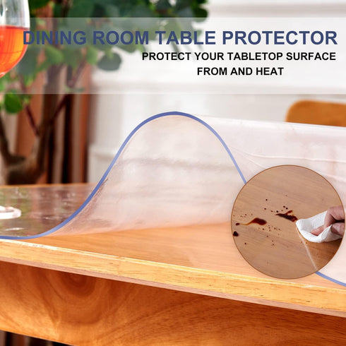12x28 inch Clear Plastic Table Cover Protector Transparent Rectangular Tablecloth 1.5mm Thick Vinyl Desk Pad Protector Mat for Kitchen Countertop ...