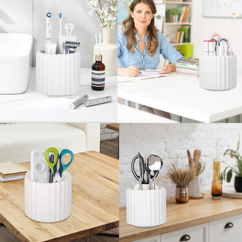 Anyoifax 360 Rotating Makeup Brush Holder 7 Slots Make Up Brush Organizer Removable Spinning Cosmetic Brushes Storage Pen Holder for Vanity, Dress...