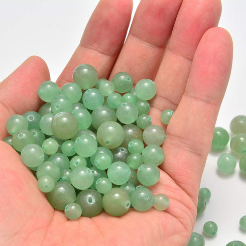 100pcs Natural Stone Beads for Jewelry Making Supplies, 10mm Loose Smooth Round Gemstone Beads with Elastic String and Beading Needle for Bracelet...