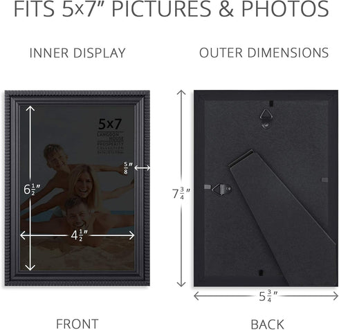 Langdon House 5x7 Picture Frames (Black, 12 Pack), Contemporary Frame Set, Wall Mount or Table Top, Prosperity Collection...