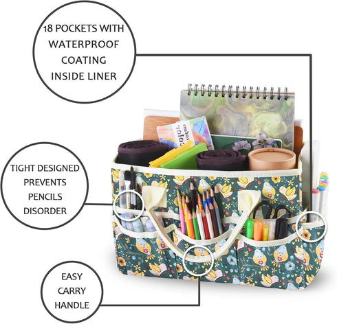 qianshan Craft Organizer Tote Bag with Multiple Pockets, Large Art Storage Caddy with Handles for Art, Craft, Sewing, Make-up?Scrapbooking, Medica...
