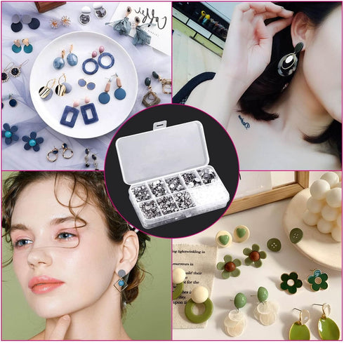 shynek Earring Posts and Backs, 1800pcs Earring Making Supplies with Stainless Steel Earring Posts and Earring Backs for Studs, Earring Making Kit...