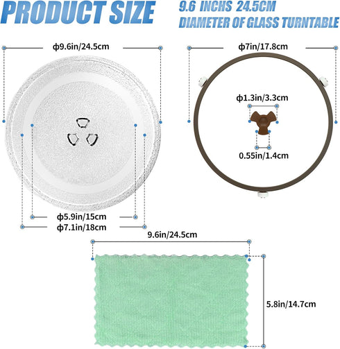 9.6" Glass Microwave Plate Replacement for GE WB49X10229 JE740DRBB Microwave Turntable Tray Oven Rotating Dish Tray with Y shaped design for Bette...