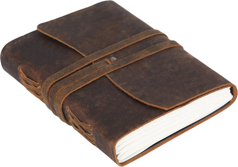 Handmade Leather Journal/Writing Notebook Diary/Bound Daily Notepad For Men & Women Unlined Paper Medium, writing pad for artist, sketch (Brown Ta...