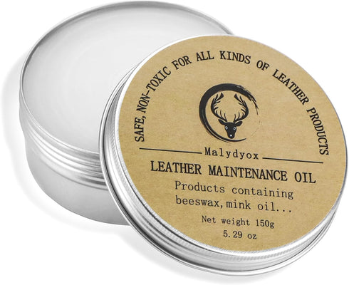 Malydyox Leather Conditioner, 5.29oz/150g All Natural Waterproof Mink Oil Leather Cleaner and Conditioner, Soften, Restore and Protect Care for Le...