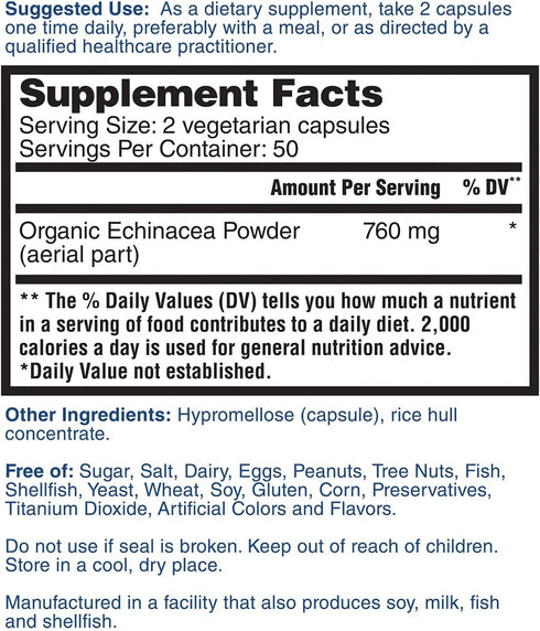Nature's Lab Echinacea 760mg Dietary Supplement - Powerful All Natural Immune System Support - Non-GMO, Gluten Free - 100 Capsules (50 Day Supply)...