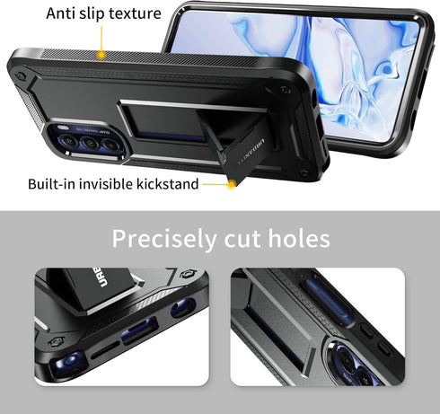 URBANITE for Motorola Moto G Stylus 5G (2022) Case, Military Grade Rugged Shockproof Protective Cover with Screen Protector and Kickstand (Black)...