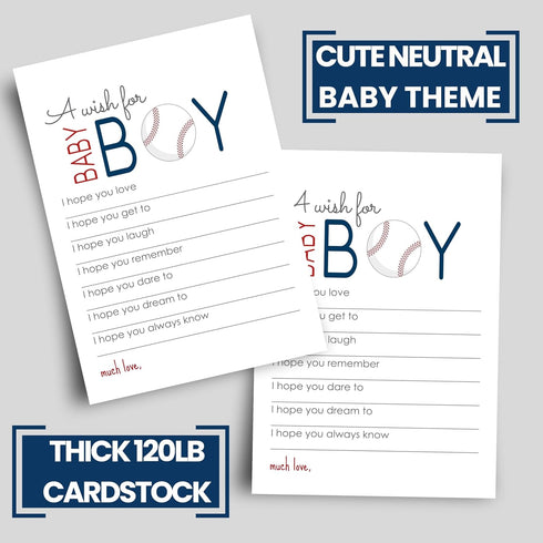 Baseball Wishes for Baby Shower (20 Pack) Cute Words of Wisdom for Boys - Baby Shower Game Planning & Guest Book Alternative - 4x6 Keepsake Activi...
