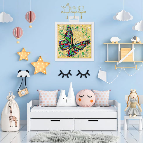 RICUVED Butterfly Diamond Art Kits for Kids with Frame, Colorful Diamond Art for Kids Ages 6-8-12, DIY Easy Kids Gem Art Kit Art and Crafts for Gi...