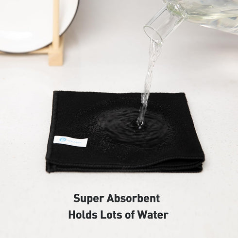 Black Microfiber Cleaning Cloth 13"x13", Ultra Soft Absorbent Microfiber Cleaning Rags for Housekeeping Cleaning Supplies, Lint Free Reusable Clea...
