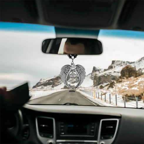 Memorial Car Charm Angel Wings, Memorial Gifts for Loss of Mother, Sympathy Gifts for Loss of Loved One in Heaven, in Memory of Mom Rear View Mirr...