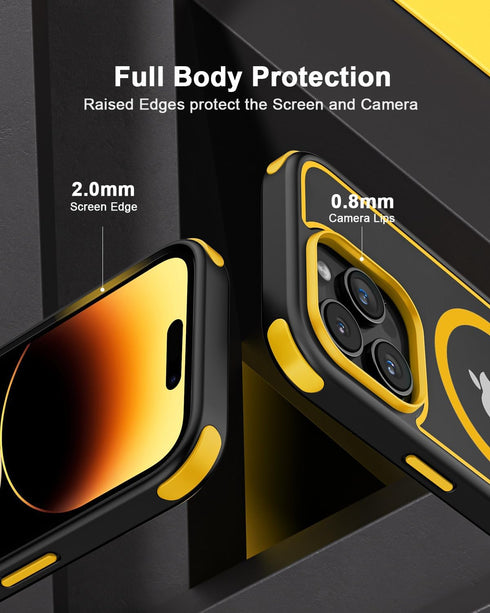 for iPhone 14 Pro Case, Compatible with MagSafe, Crystal Clear Case with Magnetic Ring, Multicolor Protective Shockproof Bumpers, Not Yellowing Sl...
