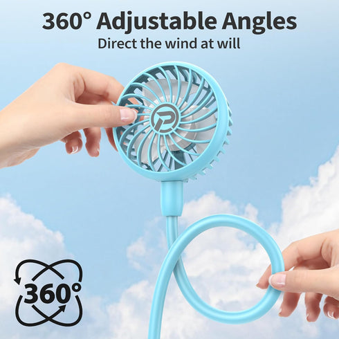 Portable Neck Fan, Battery powered Rechargeable Fan,Hand Free Personal Fan, Adjustable, Wearable Fan for Travel Sport Work Women Kids (Blue)...