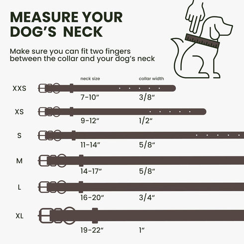 Rolled Leather Dog Collar Soft Round Collars, ID Tag for Small Medium Large Dogs (7-10 inch, Brown)...
