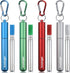 Cruise Ship Essentials,4-Pack reusable Collapsible Stainless Steel Drinking Straws with Aluminum Case,Cleaning Brush,and Keychains-Silver,Blue,Red...