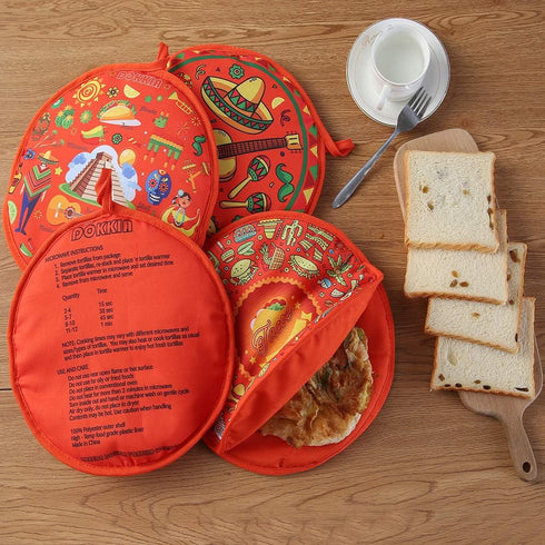Tortilla Warmer Taco 12 Inch Insulated Pouch Cloth - Microwave Use Fabric Bag to Keep Food Warm for up to One Hour (Sugar Skull Fiesta Floral Day ...