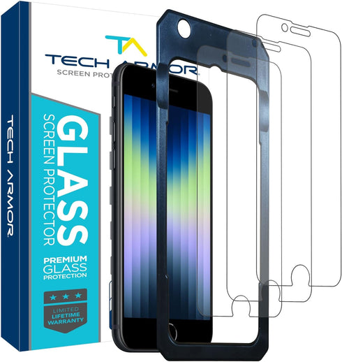 Tech Armor Ballistic Glass Screen Protector Designed for Apple NEW iPhone SE 3 (2022), iPhone SE 2 (2020), iPhone 8 and iPhone 7 (4.7 Inch) 3 Pack...