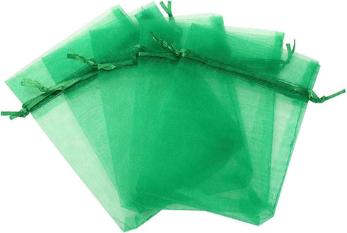 50 Pieces 5x7 inches Gift Wrap Bags Green, Organza Sheer Fabric,Drawstring Classy Present Bags for Baby Shower Favor,Candy,Christmas Favour,Sample...