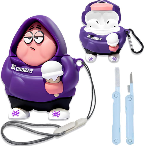 Cute AirPods Case for Airpod 2nd/1st, Fun Kawaii Fashion Cartoon 3D Cool Silicone Case for AirPods 1&2nd Generation with Cleaner kit&Keychain and ...