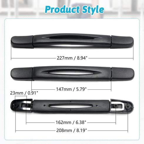 MroMax 2Pcs Luggage Handle 9.06" x 0.98" (L x W) Plastic Pull Handle Grip Replacement 230mm x 25mm for Luggage Suitcase Box Black Tone...