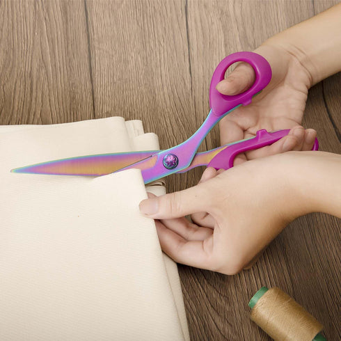Sharp Sewing Scissors, Professional Heavy Duty Titanium Coating Forged Stainless Steel Multi-Purpose Shears for Fabric Leather, Dressmaking, Tailo...