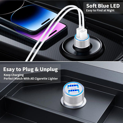 ?MFi Certified?iPhone Fast Car Charger, BARMASO 4.8A Car Power Adapter Dual USB Car Charger Fast Charging Cigarette Lighter with 2Pack Lightning C...