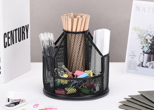 Pencil Holder for Desk, Rotating Desk Organizer Metal Mesh Pen Holder for Desk Cute Pen Organizer for Desk Marker Organizer Office, School, Home, ...