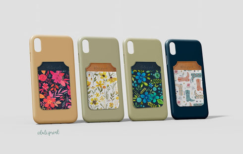 Luli Prints Stick-On Fabric Phone Wallet, Slim Credit Card Holder & Sticky Wallet Attachment for Phone Case, Stylish & Cute Wallet for Phone Case,...