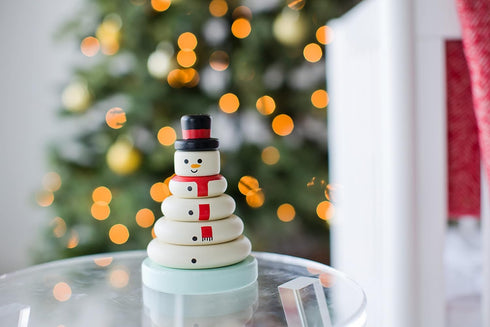 Pearhead Wooden Snowman Stacking Toy Set, Holiday Toys for Toddlers, Baby Nursery Holiday Décor, Sorting and Stacking Tower Educational Toy, for K...