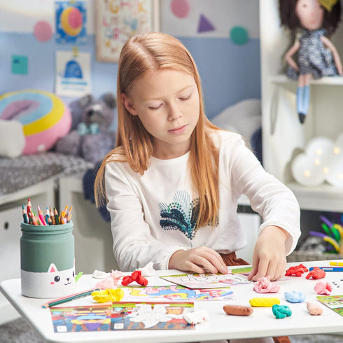 Arteza Kids Air-Dry Clay, 36 Bars, Magical Creatures Modeling Clay-by-Numbers Kit, 7 Magical Cards, 14 Googly Eyes, Craft Supplies for Learning Ce...