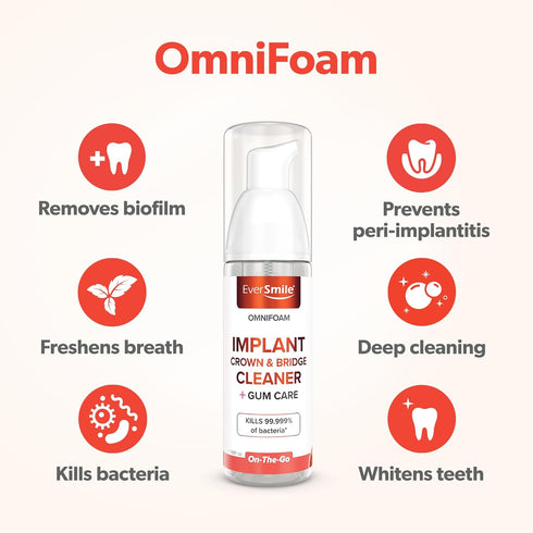 Eversmile OmniFoam Dental Cleaner – Cleaning Foam for Implants, Crowns, and Bridges – Pack of 1, 50ml Bottle...