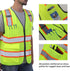 Reflective Vest High Visibility Two Tone with Pockets and Zipper, ANSI Class 2 Compliant, Yellow with Orange Trim XL...