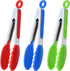 Mini Tongs with Silicone Tips 7-Inch Serving Tongs, Set of 3 (Red Blue Green)...
