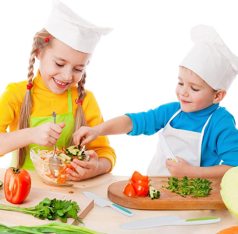 Leking 3 Pcs Kids Kitchen Knife, Plastic Serrated Edges Kids Knife Set for Cooking and Cutting Cakes, Fruits and Veggies, Perfectly Safe for Toddl...