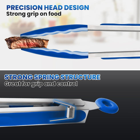 600? Heat Resistant Kitchen Tongs for Cooking with Silicone Tips,12-Inch Stainless Steel Locking Cooking Tongs Food Tongs for BBQ,Cooking,Salad an...