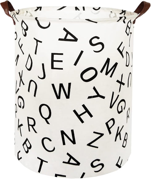 HIYAGON Large Sized Canvas Storage Baskets with Handle,Collapsible & Convenient Home Organizer Containers for Kids Toys,Baby Clothing(Letter)...