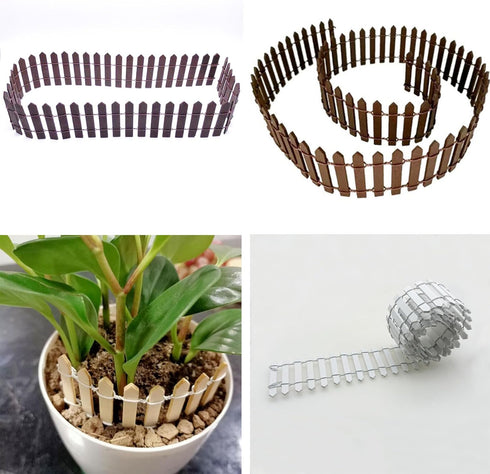 Woohome 35Inch Miniature Fairy Garden Fence, 4 PCS DIY Wood Picket Fence Mini Ornament for Dollhouse Home Garden Plant Pot DIY Diorama Project for...