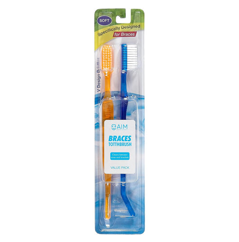 Toothbrush for Braces, Soft Head Braces Toothbrush, V Trimmed Design 2-Pack | Quick Orthodontic Cleaning | Deep Clean Braces at Home (Pack of 2)...