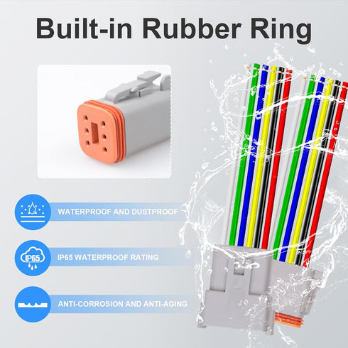 6Pack 4-Pin Waterproof DT Connector Male and Female Wire Connectors with 16AWG 105? 600V Wires and Heat Shrink Tubes, Applicable for Automotive El...