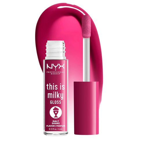 NYX PROFESSIONAL MAKEUP This Is Milky Gloss, Lip Gloss with 12 Hour Hydration, Vegan - Malt Shake (Warm Red)...