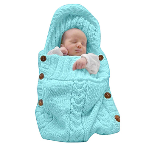 XMWEALTHY Newborn Baby Wrap Swaddle Blanket Knit Sleeping Bag Receiving Blankets Stroller Wrap for Baby(Sky Blue) (0-6 Month)...