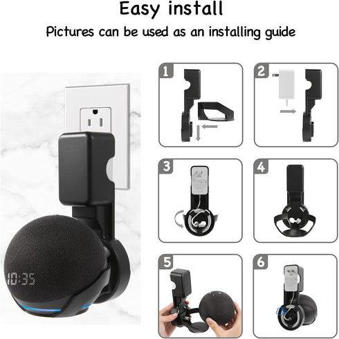Wall Mount Holder for Dot 4th/5th Generation, Outlet Hanger for Dot 4th/5th Gen, Smart Speaker Stand, Space-Saving Accessories, Built-in Cable Man...
