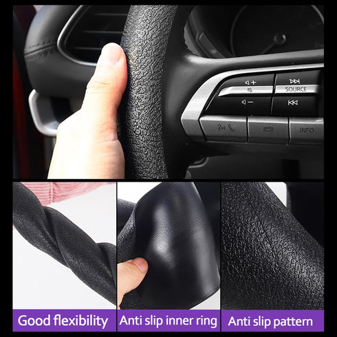 Car Steering Wheel Cover, Anti-Slip Silicone Steering Wheel Protector, Universal Car Accessories Wheel Cover for Most of Cars (Black)...