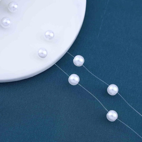 Vintage Pearl Choker Necklace Tiny Pearl Necklace Pearl Invisible Choker Necklace Silver Transparent Collar Necklace Thin Station Pearl Chain Jewe...