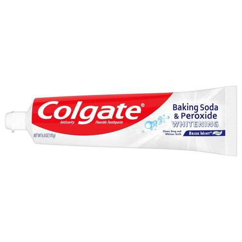 Colgate Baking Soda & Peroxide Toothpaste - Whitens Teeth, Fights Cavities & Removes Stains, Brisk Mint, 6 Ounce (Pack of 2)...