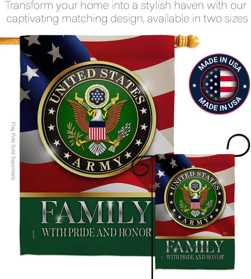 US Army Family Honor Garden Flag - Armed Forces Rangers United State American Military Veteran Retire Official - House Decoration Banner Small Yar...