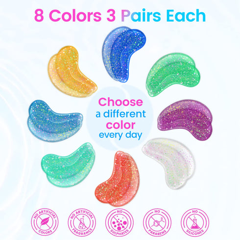 Under Eye Gels (24 Pairs) - Under Eye Mask for Wrinkles, Puffy Eyes, Dark Circles, Eye Bags, Natural Collagen Eye Gels Pads, Under Eye Mask Patche...