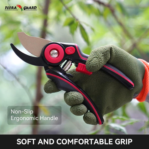 Flora Guard Garden Shears 8.2" Bypass Pruning Shears, Professional Ultra Sharp Sk5 Steel Garden Clippers, Rubber Handle Heavy Duty Plant Cutting S...