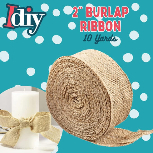 Natural Burlap Ribbons (2" Wide, 10 Yards)-No Wire, 100% Jute-DIY Art & Craft & Projects, Gift Wrapping, Bows, Indoor Outdoor Rustic Spring Weddin...
