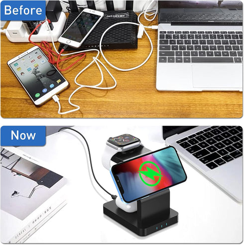 3 in 1 Magnetic Wireless Charger, 15 Watt Fast Charging, Wirelessly Charges Multiple Devices, MagSafe Compatible, for iPhone 14/Pro/Max/Plus/13/12...
